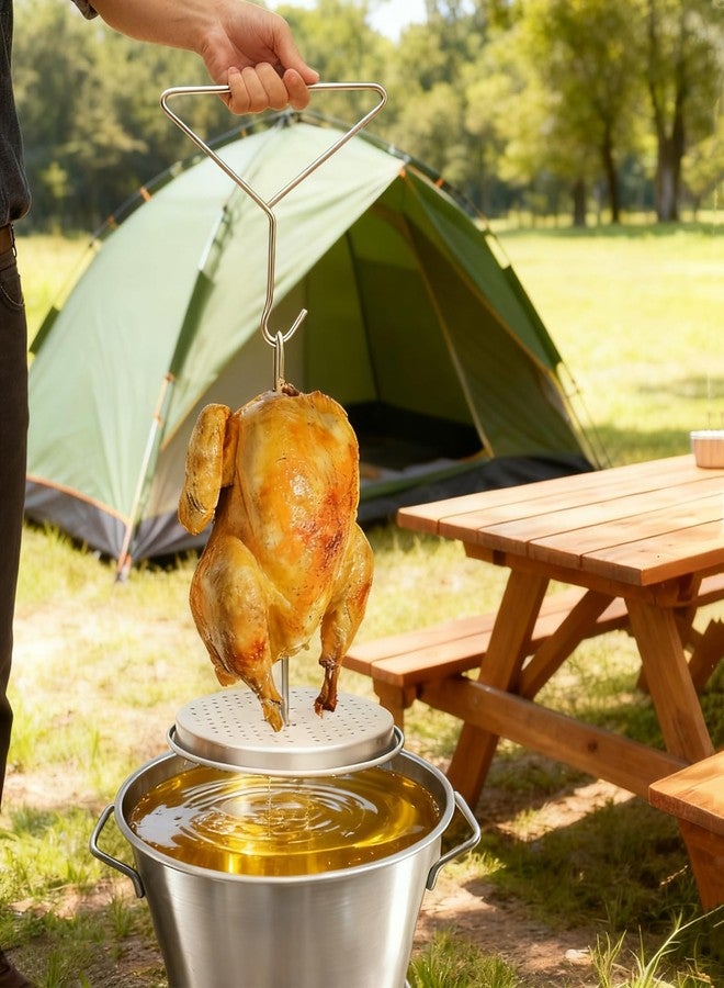 TAILGRILLER Perforated Turkey Chicken Poultry Deep Fryer Accessory Kit with Wire Handle Lifter Hook Vertical Roaster Holder Base - Image 4